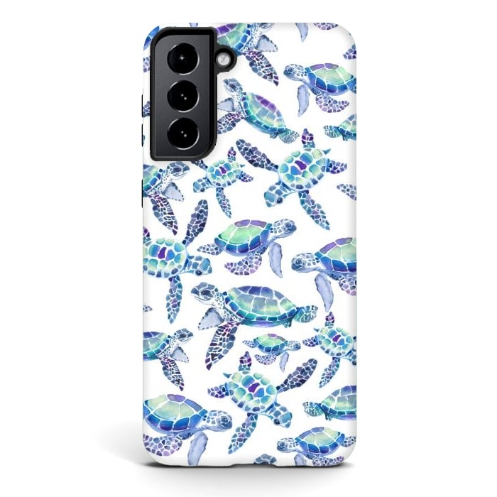 Galaxy S21 plus StrongFit Turtles in Aqua and Blue by gingerlique