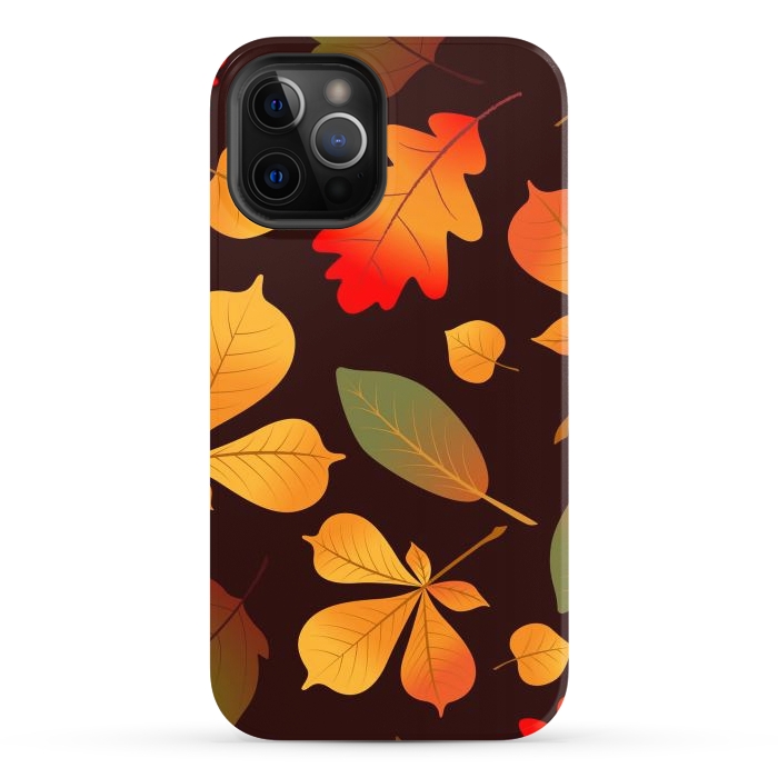 iPhone 12 Pro Max StrongFit Autumn Leaf Pattern Design by ArtsCase