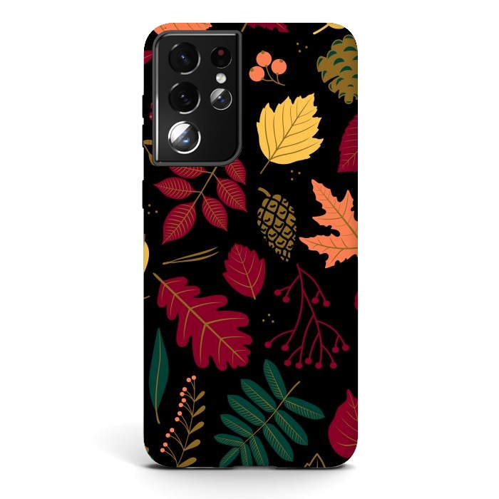 Galaxy S21 ultra StrongFit Autumn Pattern With Leaves by ArtsCase
