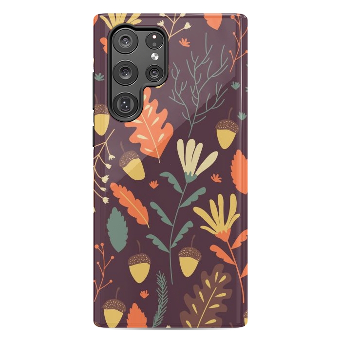 Galaxy S22 Ultra StrongFit Autumn Pattern With Red and Orange Leaves by ArtsCase