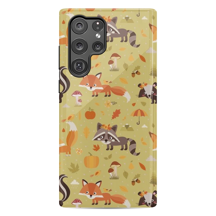 Galaxy S22 Ultra StrongFit Red Fox And Raccoon In Autumn by ArtsCase