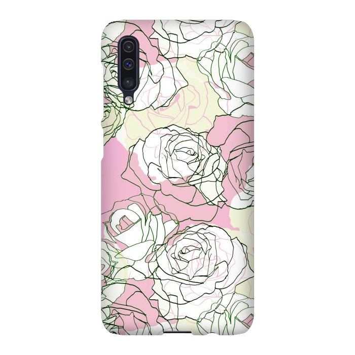 Galaxy A50 SlimFit Pink beige line art roses by Oana 