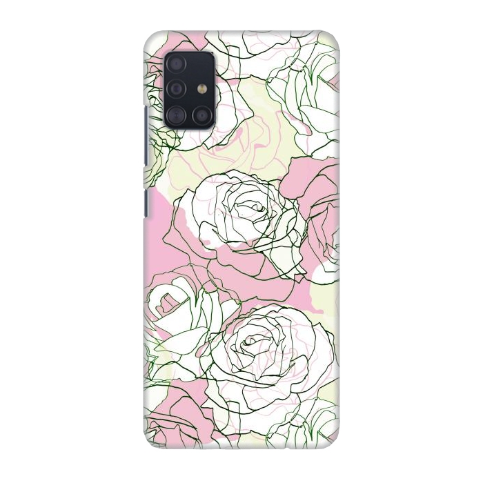 Galaxy A51 SlimFit Pink beige line art roses por Oana 