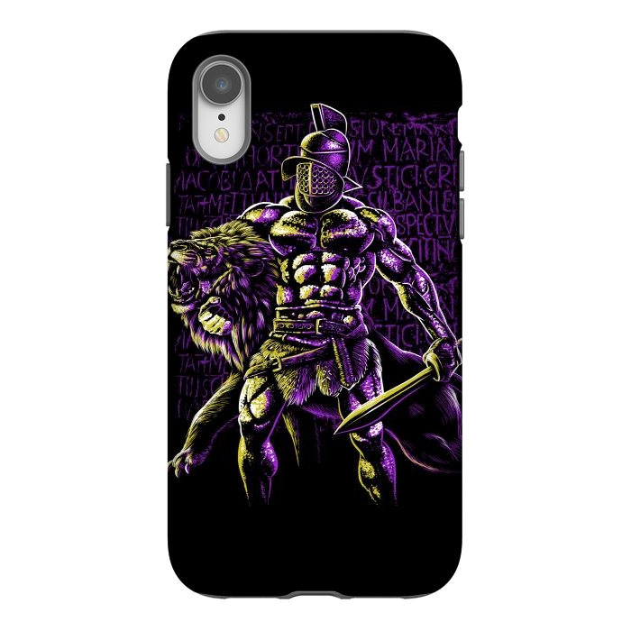 iPhone Xr StrongFit retro bodybuilder vs lion by Alberto