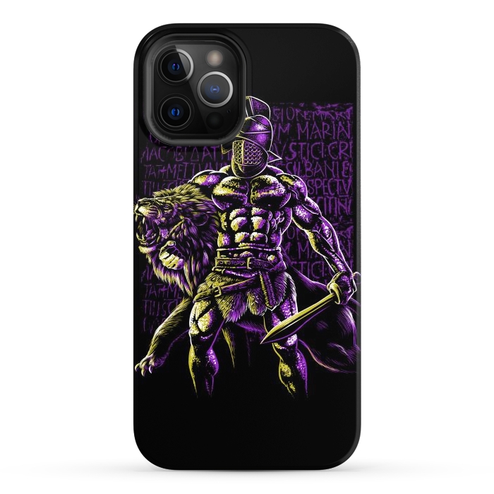 iPhone 12 Pro Max StrongFit retro bodybuilder vs lion by Alberto