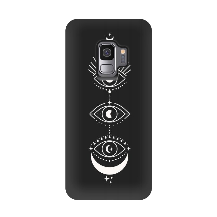 Galaxy S9 StrongFit Black Eyes Moon Phases by ArtPrInk
