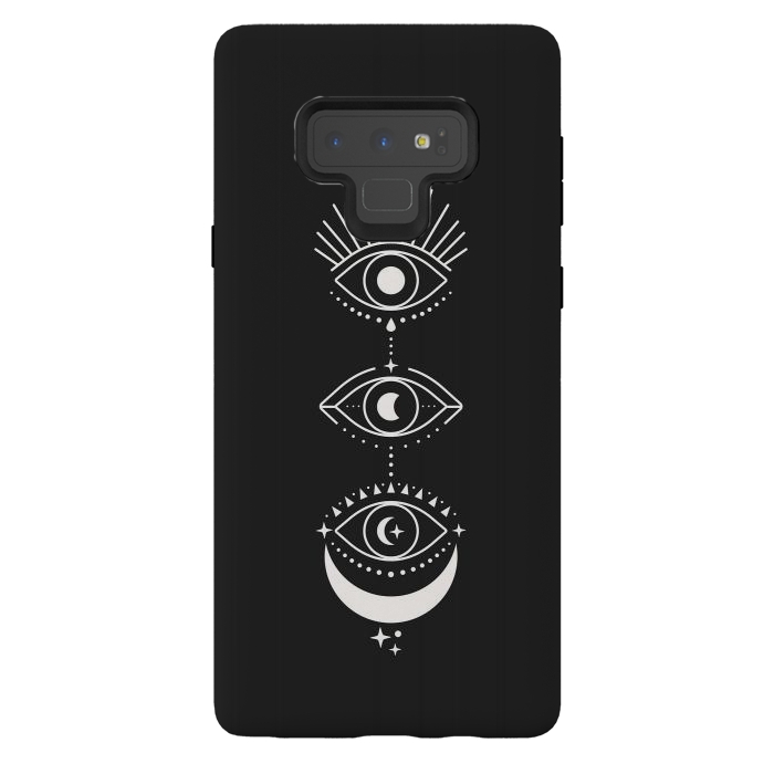 Galaxy Note 9 StrongFit Black Eyes Moon Phases by ArtPrInk