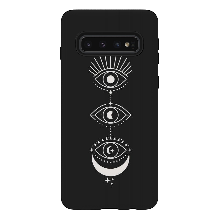 Galaxy S10 StrongFit Black Eyes Moon Phases by ArtPrInk