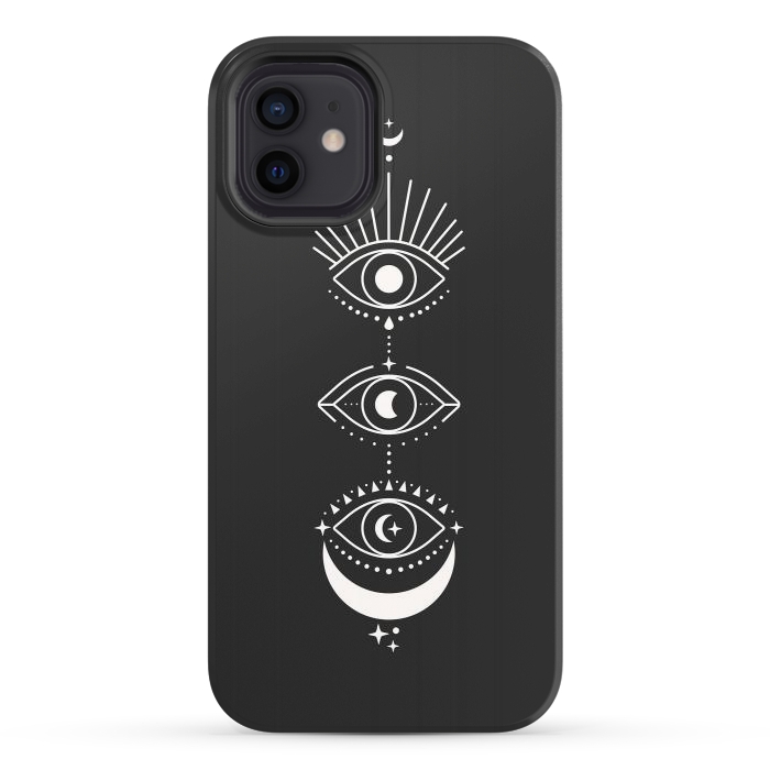 iPhone 12 StrongFit Black Eyes Moon Phases by ArtPrInk