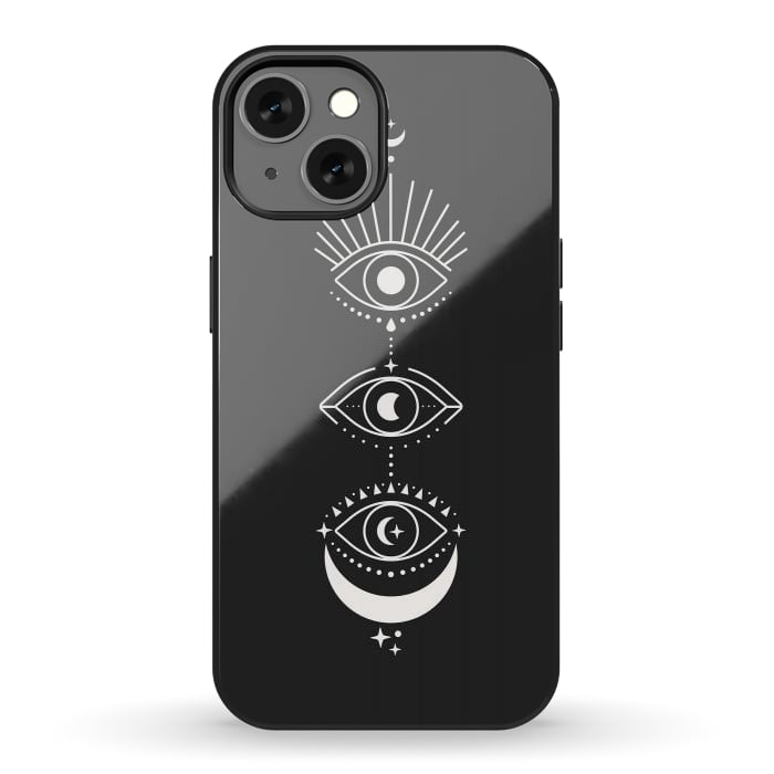 iPhone 13 StrongFit Black Eyes Moon Phases by ArtPrInk