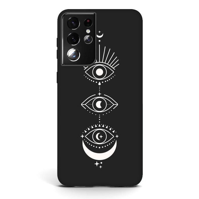 Galaxy S21 ultra StrongFit Black Eyes Moon Phases by ArtPrInk