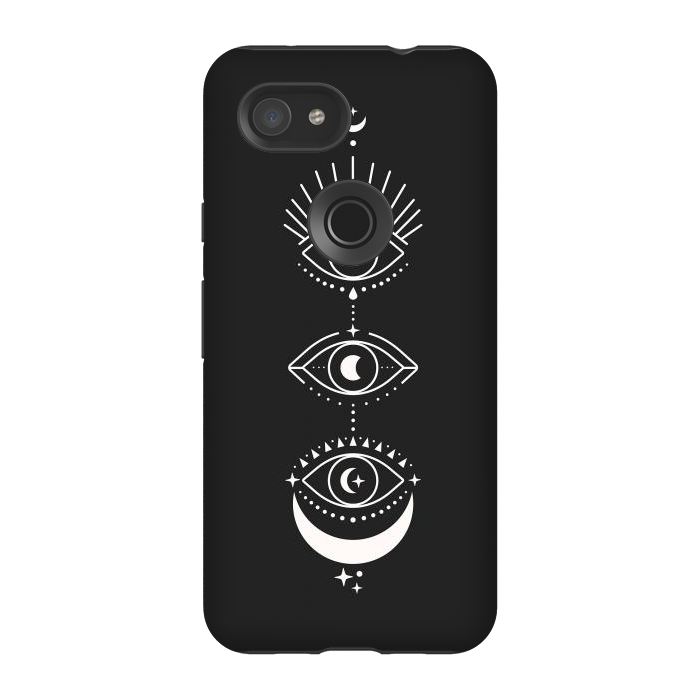 Pixel 3A StrongFit Black Eyes Moon Phases by ArtPrInk