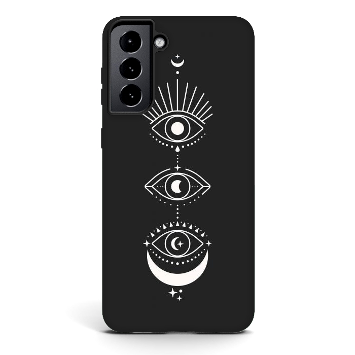 Galaxy S21 StrongFit Black Eyes Moon Phases by ArtPrInk