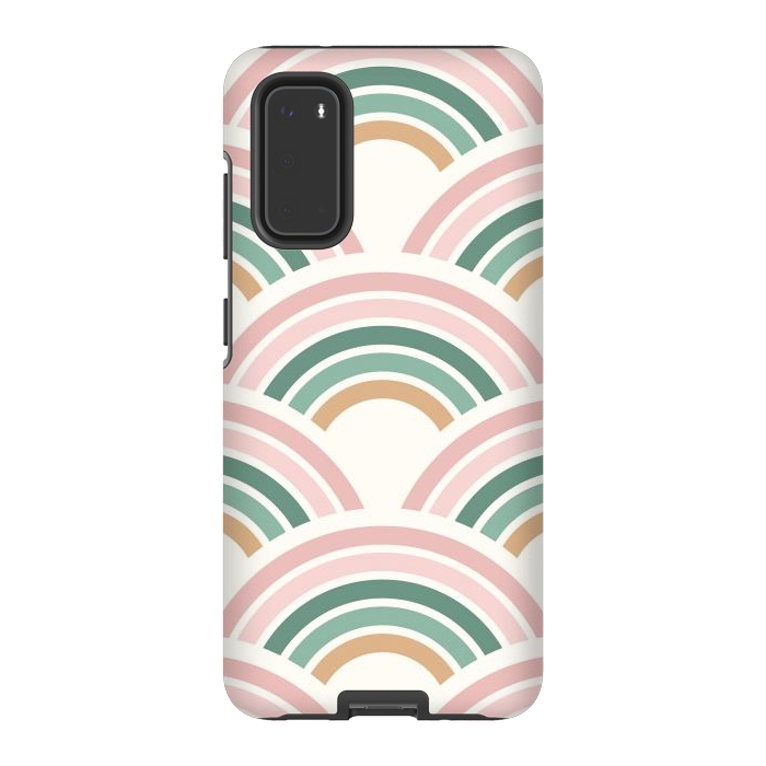 Galaxy S20 StrongFit Blush & Green Rainbow Pattern by ArtPrInk