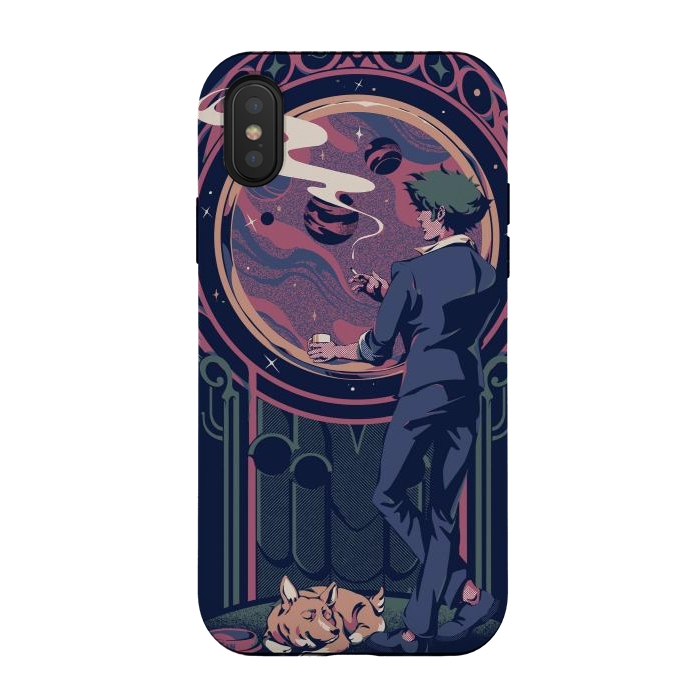 iPhone Xs / X StrongFit Space Cowboy Contemplation by Ilustrata