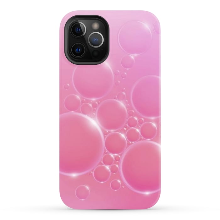 iPhone 12 Pro Max StrongFit Pink Bubbles by Martina