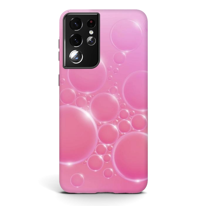 Galaxy S21 ultra StrongFit Pink Bubbles by Martina
