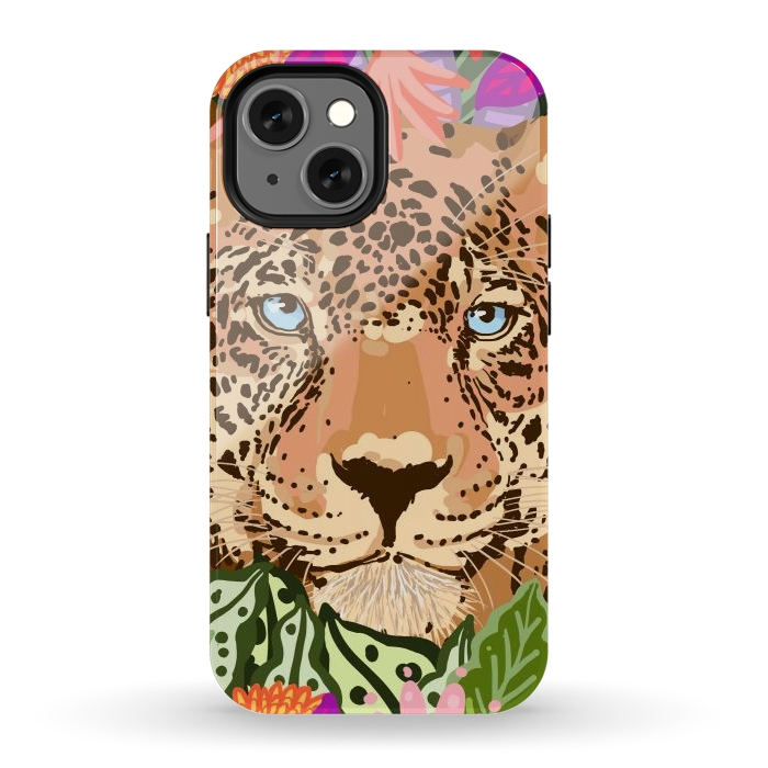 iPhone 13 mini StrongFit Peek A Boo Leopard by Uma Prabhakar Gokhale