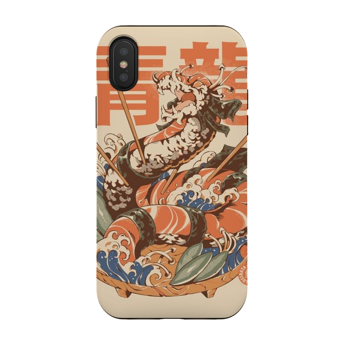 iPhone Xs / X StrongFit Dragon Sushi by Ilustrata