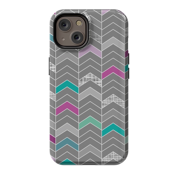 iPhone 14 StrongFit Chevron Grey by Rosie Simons