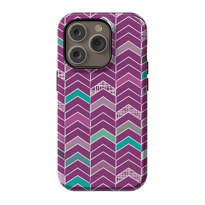 iPhone 14 Pro StrongFit Chevron Purple by Rosie Simons
