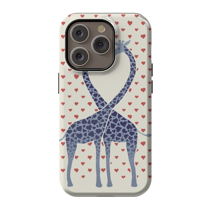 iPhone 14 Pro StrongFit Giraffes in Love a Valentine's Day illustration by Micklyn Le Feuvre