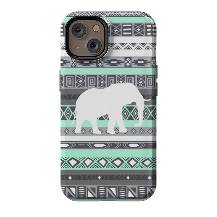 iPhone 14 StrongFit Tiffany Elephant Aztec by Rex lambo