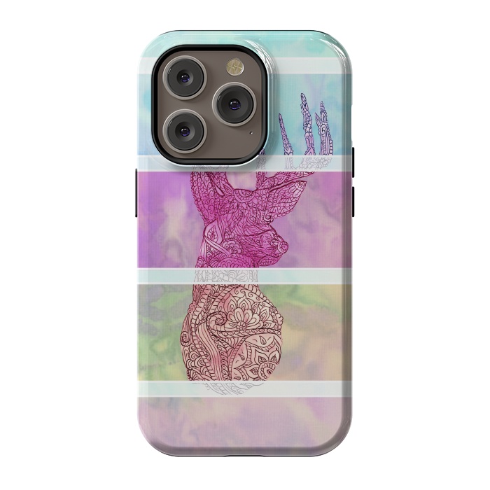 iPhone 14 Pro StrongFit Deer Vintage Stripes Paisley Photo by Girly Trend
