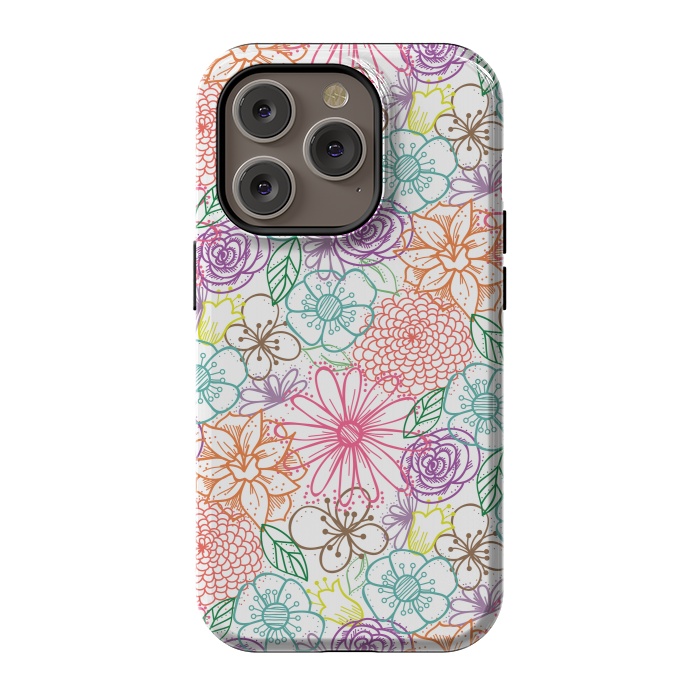 iPhone 14 Pro StrongFit Bright Floral by TracyLucy Designs