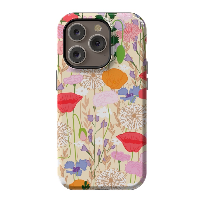iPhone 14 Pro StrongFit Wildflowers Cream Square by Zoe Charlotte