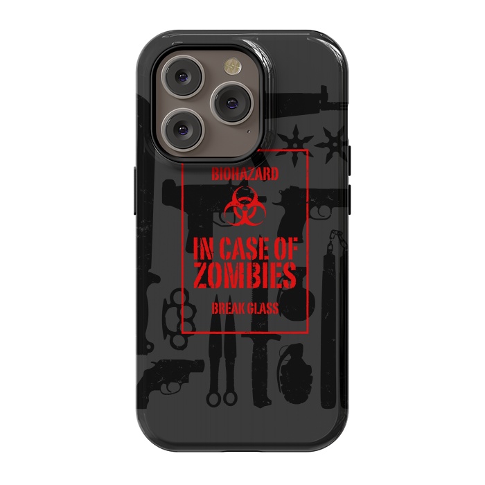 iPhone 14 Pro StrongFit In case of zombies break glass by Mitxel Gonzalez