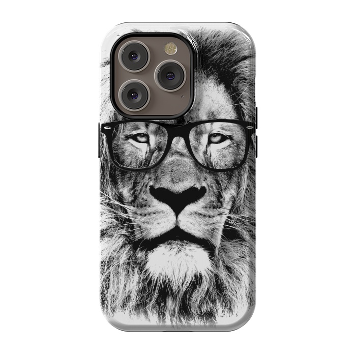 iPhone 14 Pro StrongFit The King Lion of The Library by Mitxel Gonzalez
