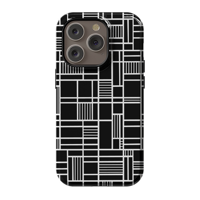 iPhone 14 Pro StrongFit Map Outline Black 45 White by Project M