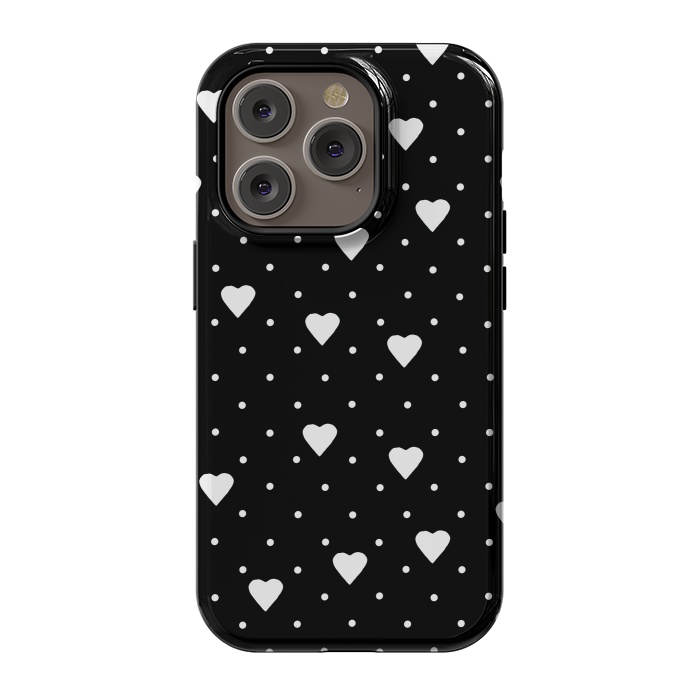 iPhone 14 Pro StrongFit Pin Point Hearts White by Project M
