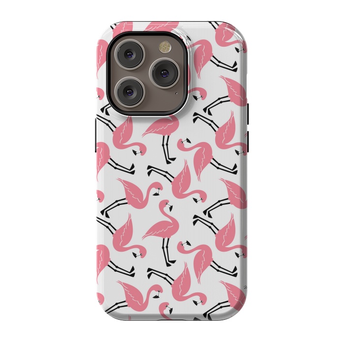 iPhone 14 Pro StrongFit Flamingos by Martina