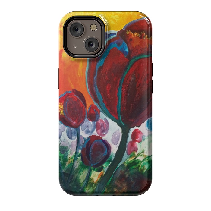 iPhone 14 StrongFit Blue High Tulips on Fire by ANoelleJay