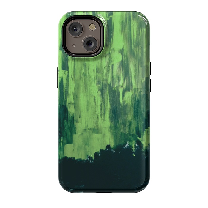 iPhone 14 StrongFit Lime Green Northern Lights by ANoelleJay