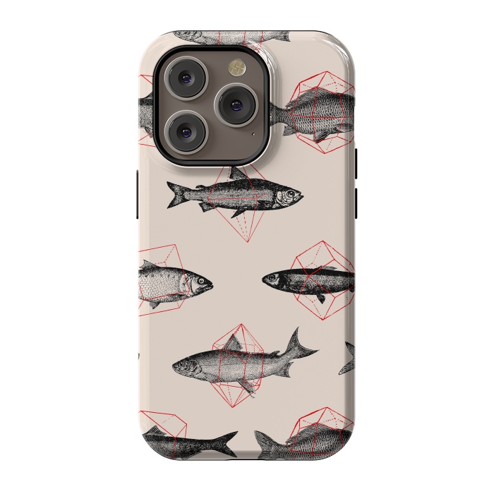 iPhone 14 Pro StrongFit Fishes in Geometrics I by Florent Bodart