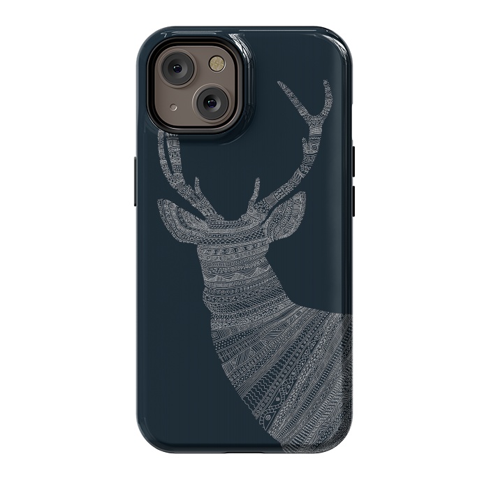 iPhone 14 StrongFit Stag Blue Poster blue by Florent Bodart