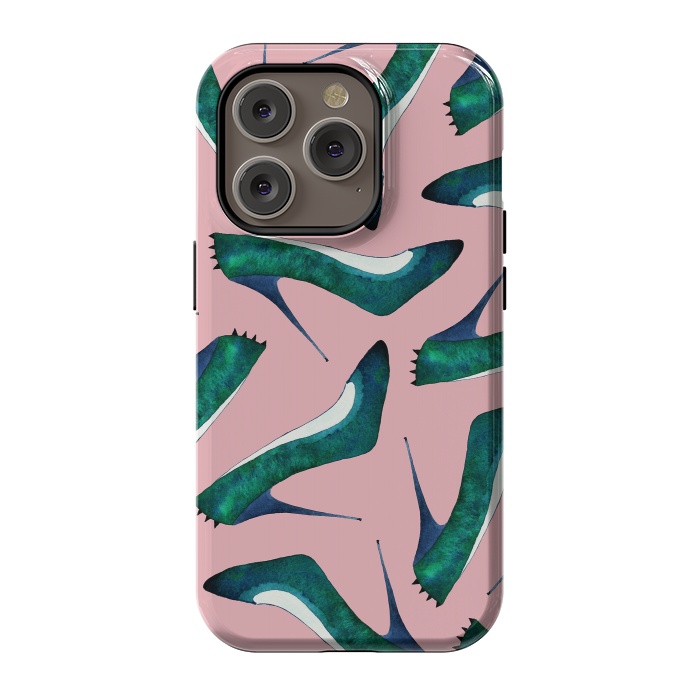 iPhone 14 Pro StrongFit Green With Envy Pink by Amaya Brydon