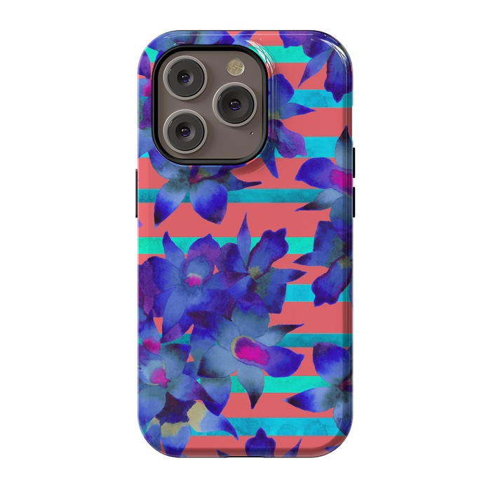 iPhone 14 Pro StrongFit Coral Stripes by Amaya Brydon
