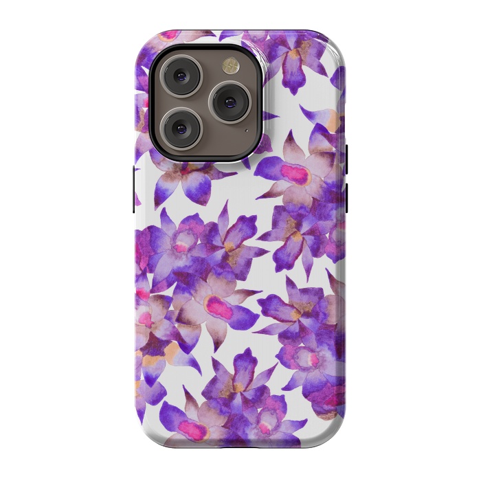 iPhone 14 Pro StrongFit Vintage Floral Violet by Amaya Brydon