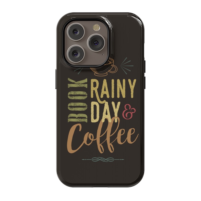 iPhone 14 Pro StrongFit Book, Rainy Day & Coffee (a master blend) by Dellán