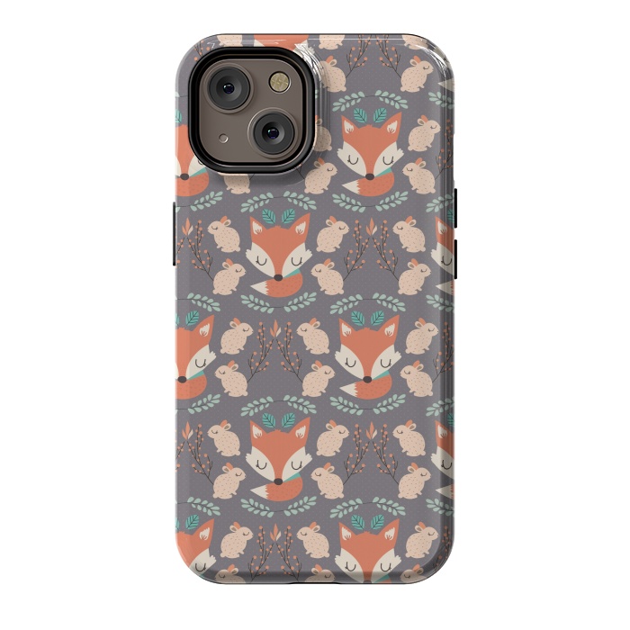 iPhone 14 StrongFit Foxes and bunnies by Maria Jose Da Luz