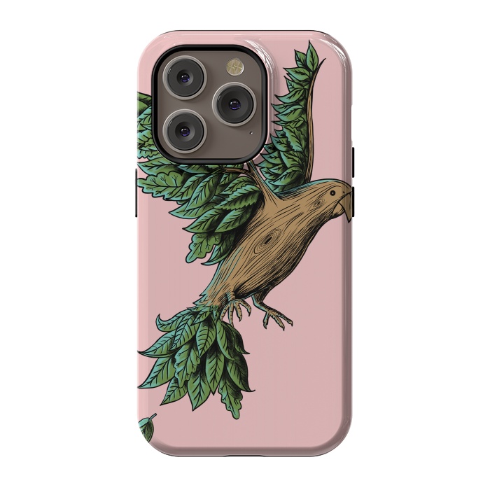 iPhone 14 Pro StrongFit Wood Bird by Coffee Man