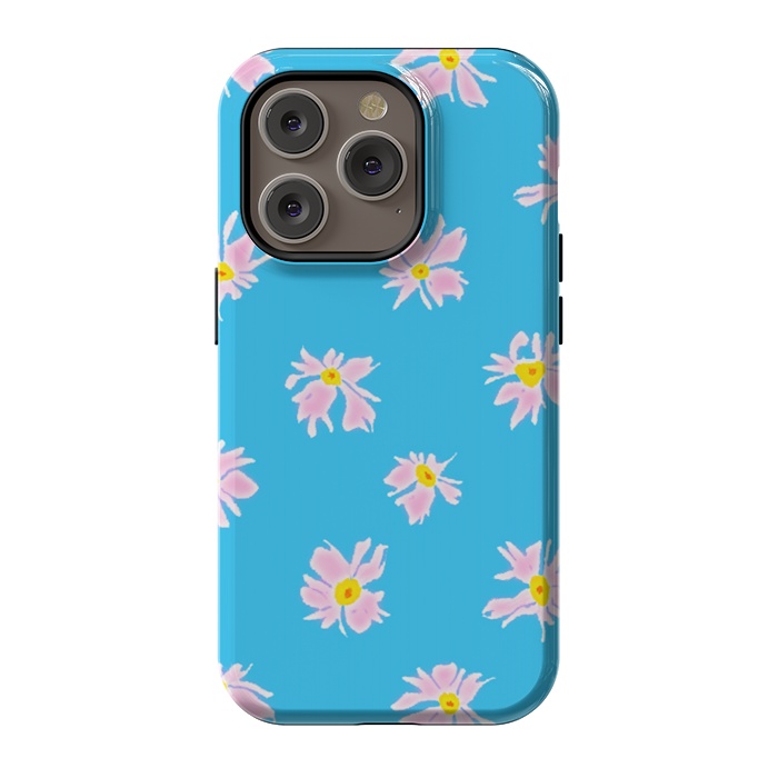 iPhone 14 Pro StrongFit Pink Snow & Sky by Bettie * Blue