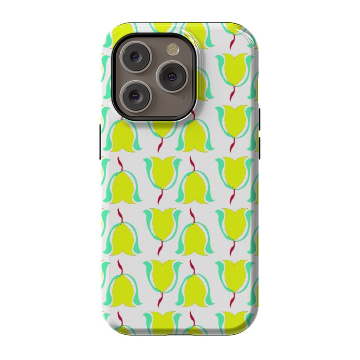 iPhone 14 Pro StrongFit Tulips de Chartreuse by Bettie * Blue