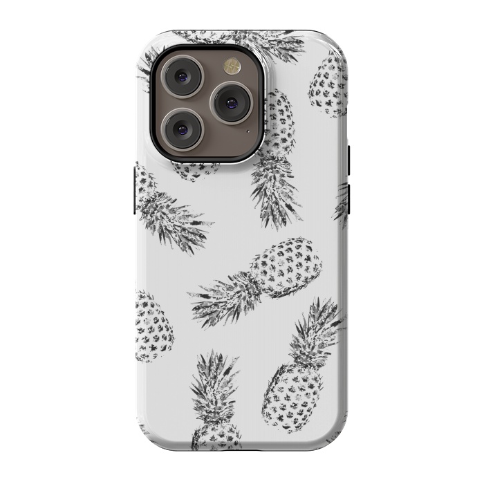 iPhone 14 Pro StrongFit Pineapples black and white by Rui Faria