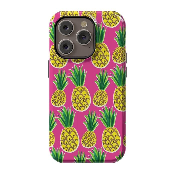iPhone 14 Pro StrongFit Painted pineapples by Laura Grant