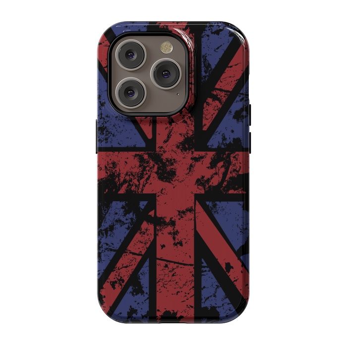 iPhone 14 Pro StrongFit Grunge UK Flag Black by Sitchko